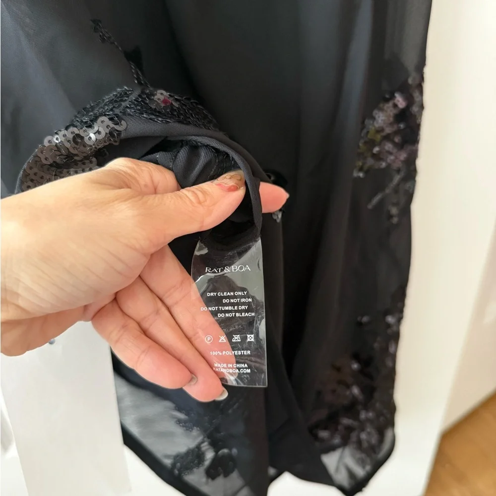 Rat & Boa Giulia Floral Sequin Embroidered Semi Sheer Dress Black NEW with tags - Picture 9 of 10